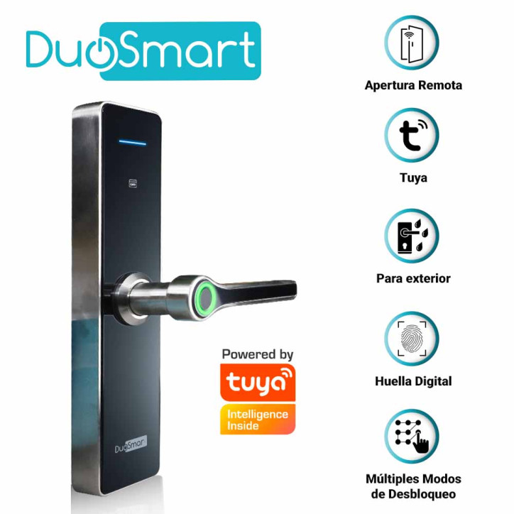 Cerradura biométrica Wi-Fi para exteriores Wi-Fi 2.4 GHz para exteriores acepta tarjetas MF DUOSMART F30