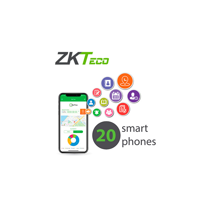 Licencia de software Asistencia en Tiempo-Real Ubicación geográfica Hasta 20 usuarios ZKTECO ZKBT-APP-P20