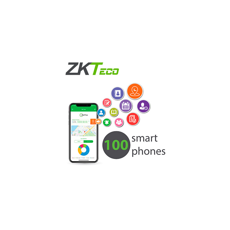 LICENCIA ZKTECO BIOTIME APP-P100 PARA ACTIVAR APP BIOTIME SOFTWARE DE ASISTENCIA EN 100 SMARTPHONES PERMANENTE