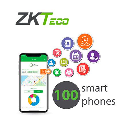 LICENCIA ZKTECO BIOTIME APP-P100 PARA ACTIVAR APP BIOTIME SOFTWARE DE ASISTENCIA EN 100 SMARTPHONES PERMANENTE