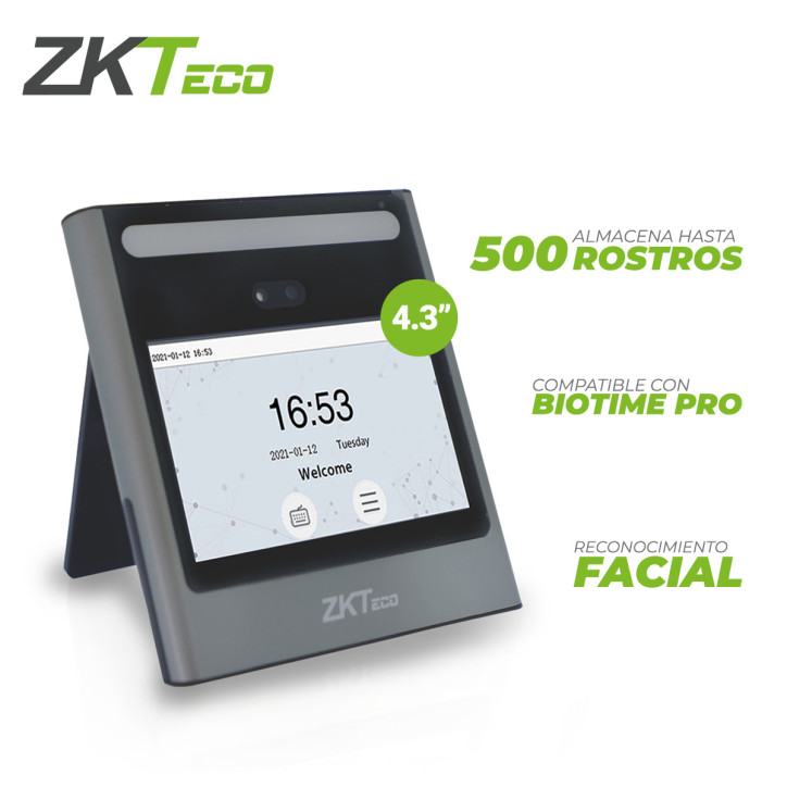 Terminal de acceso y asistencia facial reconocimiento facial visible light pantalla 4.3 pulgadas 500 rostros ZKTECO Eface10