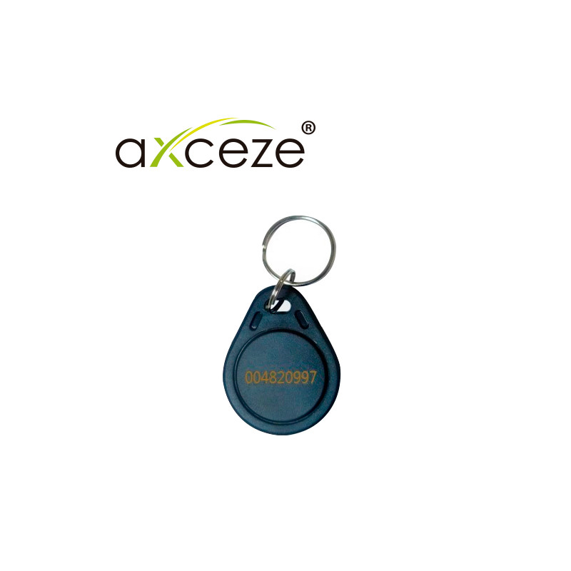 LLAVERO DE PROXIMIDAD AX-TAG100 MARCA AXCEZE FRECUENCIA DE 125KHZ ENCAPSULADO NEGRO CON CODIGO ESCRITO AL FRENTE LECTURA EFECTIV