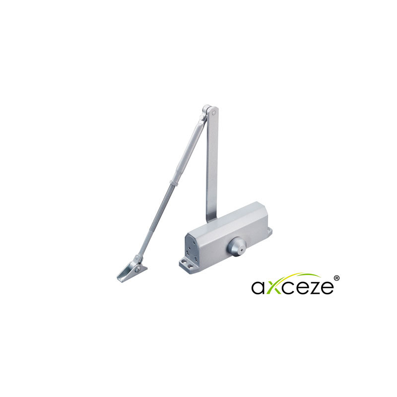 BRAZO CERRADOR DE PUERTAS AX-DOORC80 MARCA AXCEZE PUEDE CERRAR UNA PUERTA DE HASTA 80 KG INSTALACION EN INTERIORES FACIL INSTALA