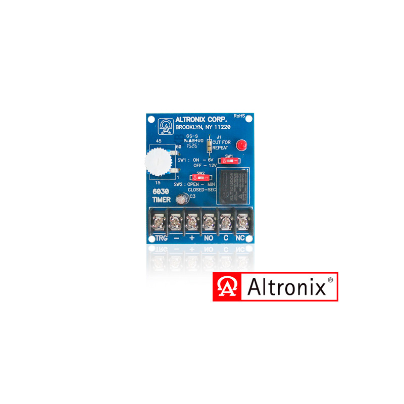 TEMPORIZADOR PROGRAMABLE / RANGO DE PROGRAMACION DE 1 SEGUNDO A 60 MINUTOS / 6030 ALTRONIX / VOLTAJE DE 6 O 12 VCD CONSUMO DE CO