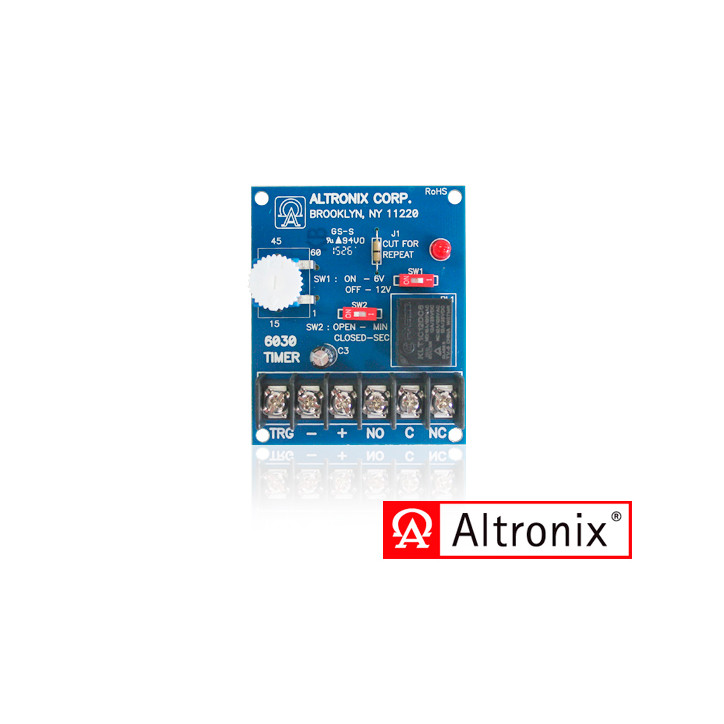 Temporizador programable rango de programación 1 segundo a 60 minutos voltaje seleccionable 6VDC o 12 VDC ALTRONIX 6030 Temporizador programable rango de programación 1 segundo a 60 minutos voltaje seleccionable 6VDC o 12 VDC ALTRONIX 6030