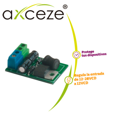 REGULADOR DE VOLTAJE AX-RELAY8 VOLTAJE DE ENTRADA EN RANGO DE 12-28VCD VOLTAJE DE SALIDA 12VCD HASTA 1A