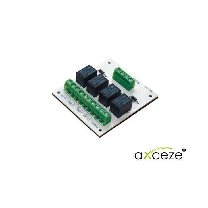 Control de acceso esclusamiento para 2 puertas acepta pulsos secos salida de relevador 24 VDC/5A AXCEZE AX-INTERLOCK32