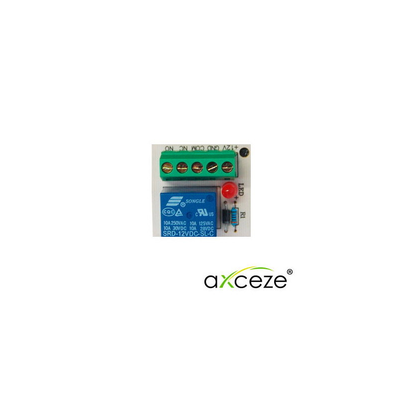 MODULO RELEVADOR MULTIPROPOSITO AXCEZE AX-RELAY5 ALIMENTACION A 12V-40MA EN SUS CONTACTOS SOPORTA HASTA 125VCA-10A