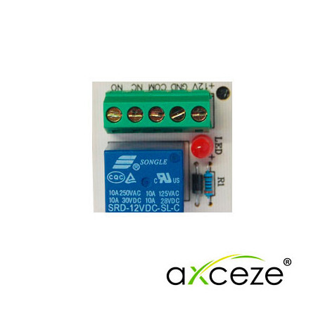MODULO RELEVADOR MULTIPROPOSITO AXCEZE AX-RELAY5 ALIMENTACION A 12V-40MA EN SUS CONTACTOS SOPORTA HASTA 125VCA-10A