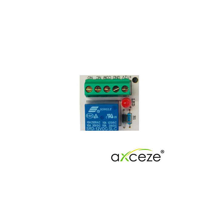 Relevador multipropósito 12VCD de alimentación 20ma-40mA de activación 125VCA-10A en contactos AXCEZE AX-RELAY5