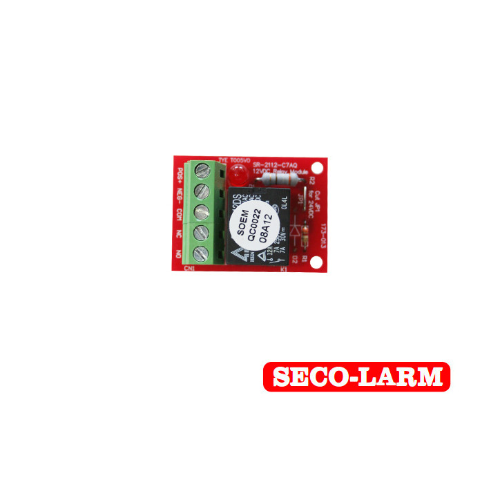 Relevador / módulo de relé 12/24 VDC pre-cableado terminales roscados SECO-LARM SR-2112-C7AQ