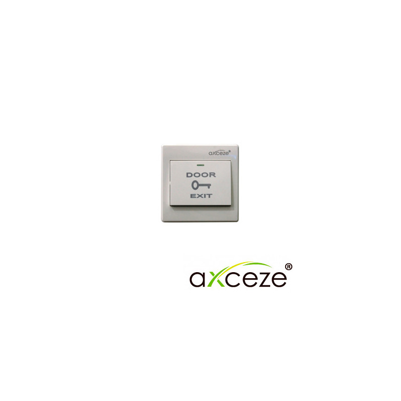 BOTON LIBERADOR AXCEZE AX-B40 BOTON TIPO PUSH FABRICADO EN PLASTICO INCLUYE BASE MEDIDAS 86 X 86 X 25 MM CONEXION A 2 HILOS CUEN