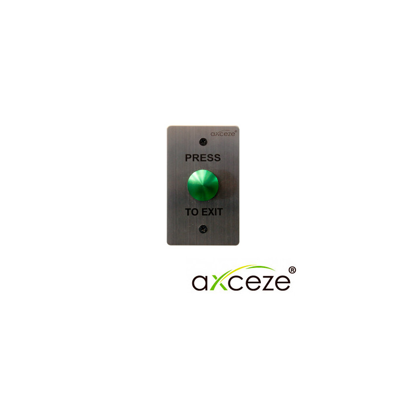 BOTON LIBERADOR AXCEZE AX-B60 BOTON TIPO PUSH CON FORMA DE HONGO EN COLOR VERDE FABRICADO EN ACERO INOXIDABLE MEDIDAS 115 X 70 X