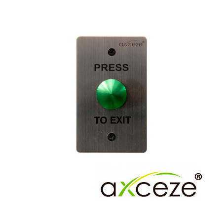 BOTON LIBERADOR AXCEZE AX-B60 BOTON TIPO PUSH CON FORMA DE HONGO EN COLOR VERDE FABRICADO EN ACERO INOXIDABLE MEDIDAS 115 X 70 X