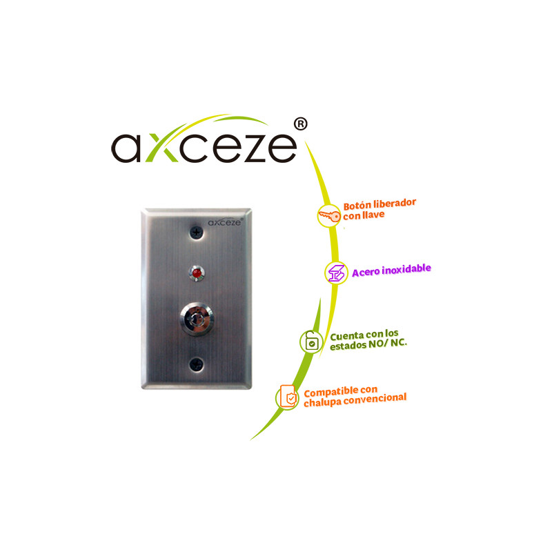 SWITCH TIPO LLAVE AXCEZE AX-K40 TIPO SEGURIDAD ON/OFF SPDT CON 2 LLAVES E INDICADOR CON LUZ ROJA.