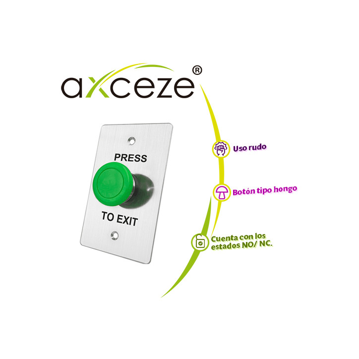 Botón liberador tipo hongo tipo PUSH uso rudo contactos NO NC COM AXCEZE AX-B130