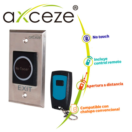 BOTON SIN CONTACTO NO TOUCH AXCEZE AX-TOUCH4RM INCLUYE UN CONTROL REMOTO DE 433MHZ PARA APERTURA A DISTANCIA
