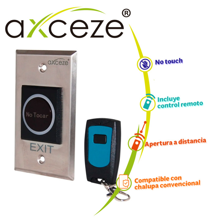 Botón de salida sin contacto sin contacto control remoto 433MHz incluido contactos NO NC COM AXCEZE AX-TOUCH4RM Botón de salida sin contacto sin contacto control remoto 433MHz incluido contactos NO NC COM AXCEZE AX-TOUCH4RM