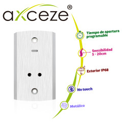 BOTON DE PERTICION DE SALIDA AX-B140 FORMATO VERTICAL CUBIERTA METALICA GRADO DE PROTECCION IP68 SOPORTA EXTERIOR TIENE LED INDI