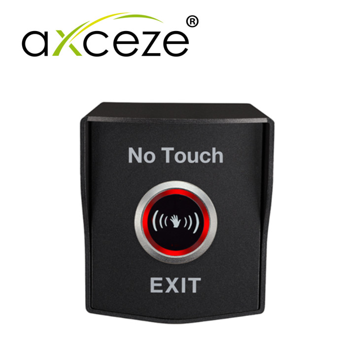 BOTON DE PETICION DE APERTURA PARA EXTERIOR SIN CONTACTO AXCEZE AX-B200 GRADO DE PROTECCION IP68 CARCASA METALICA EN COLOR NEGRO