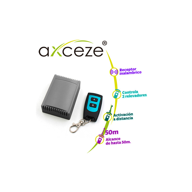 RECEPTOR INALAMBRICO CON CONTROL REMOTO DE 2 BOTONES AXCEZE AX-REC20