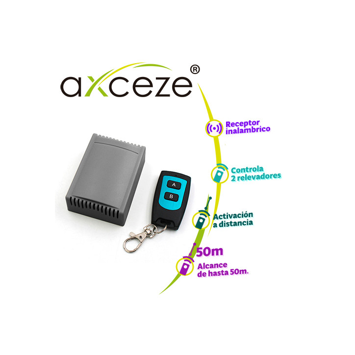 RECEPTOR INALAMBRICO CON CONTROL REMOTO DE 2 BOTONES AXCEZE AX-REC20