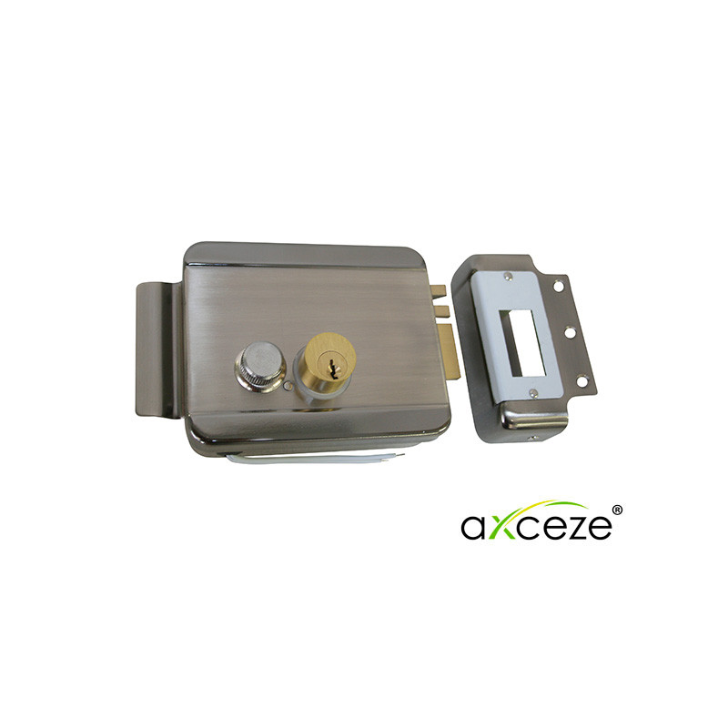 CERRADURA ELECTROMECANICA AXCEZE AX-LOCKR ORIENTACION DERECHA INSTALACION SOBRE PONER APERTURA INTERNA POR BOTON FABRICADA EN AC